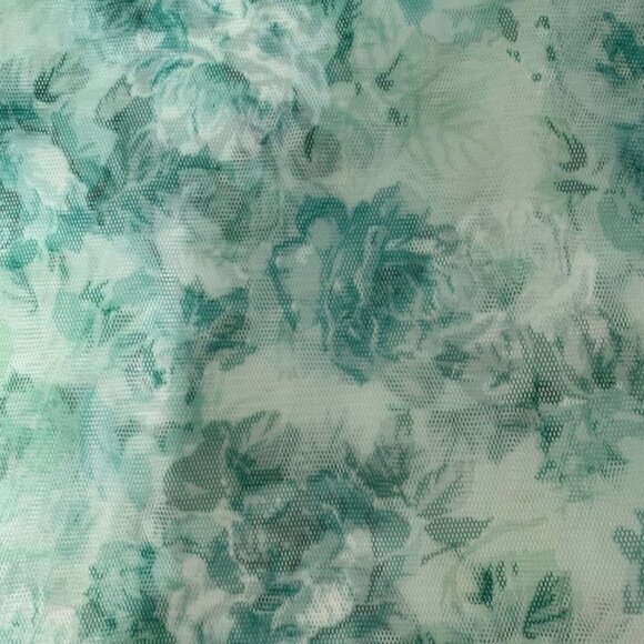 Zara Mesh Top S Green Floral Print Ruched Long Sleeve Sheer Trendy - Picture 14 of 16